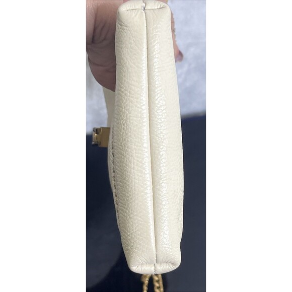 FOSSIL Crossbody Purse & Mini Card Holder Cowhide Pebbled Leather Ivory Gold - Picture 13 of 13